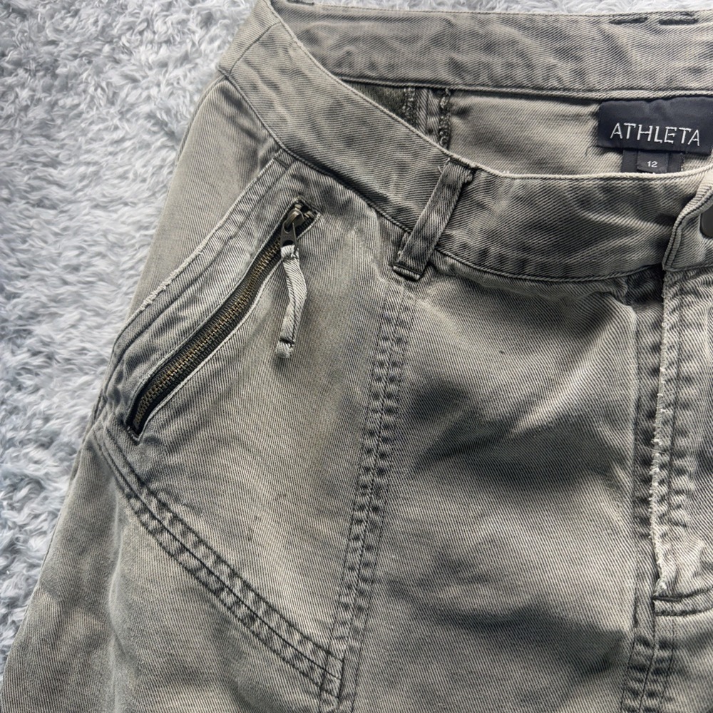 Women's Athleta Size 12 Cargo Skirt Green Granola Girl Pockets Tencel Lyocell - Picture 4 of 12